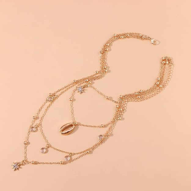 Pendant Chain for Women – Multi Chain & Dangle Chain in Gold & Silver Tone – Fashion Jewelry Gift Set for Girls & Women