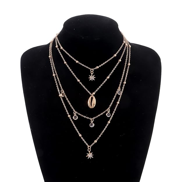 Pendant Chain for Women – Multi Chain & Dangle Chain in Gold & Silver Tone – Fashion Jewelry Gift Set for Girls & Women