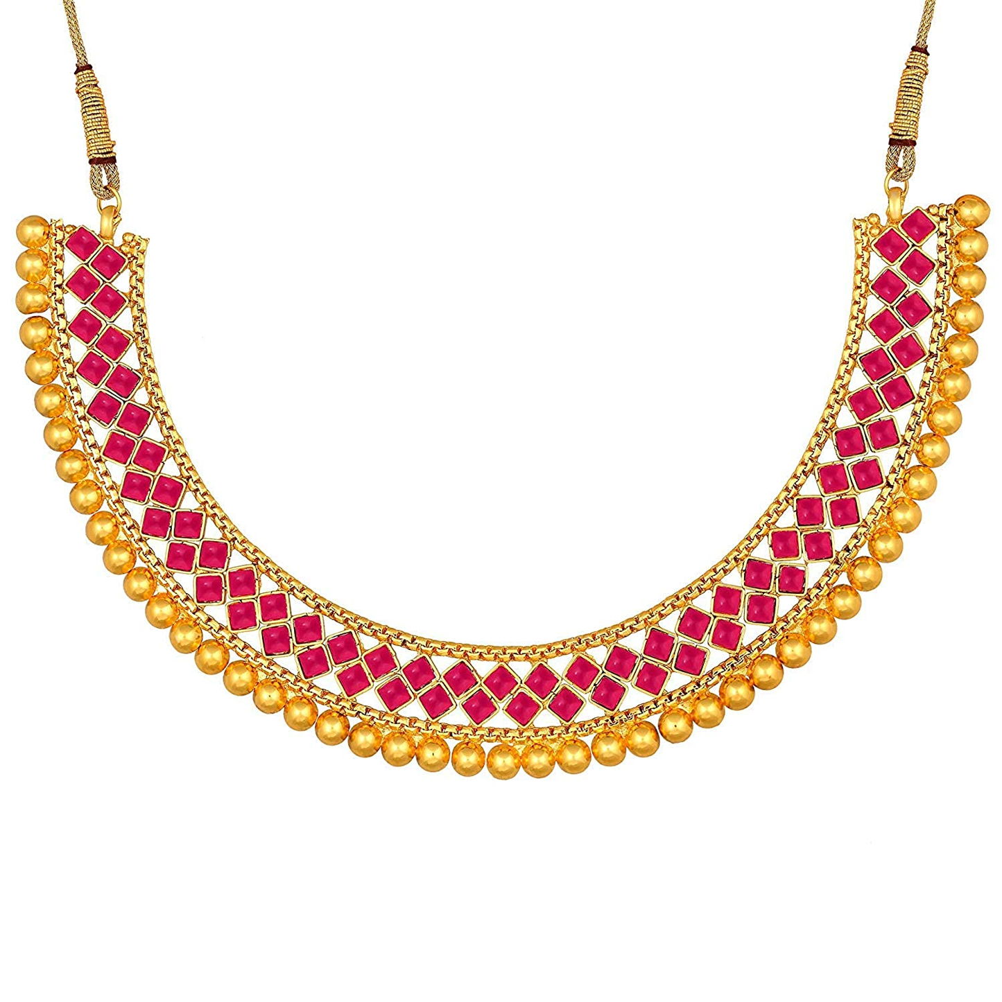 Latest Golden and Red Jewellery Set With Earrings Beautiful Necklace Set