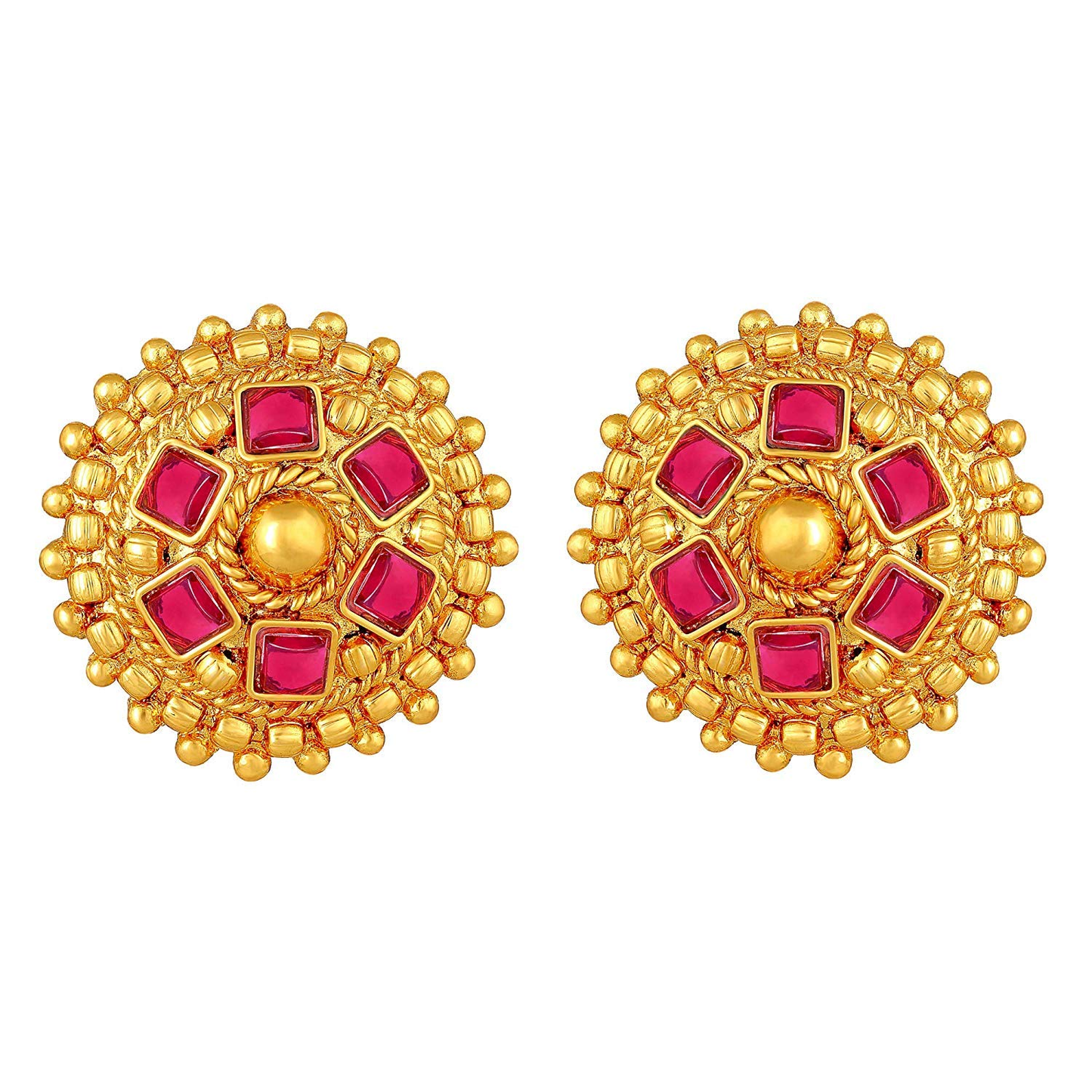Latest Golden and Red Jewellery Set With Earrings Beautiful Necklace Set