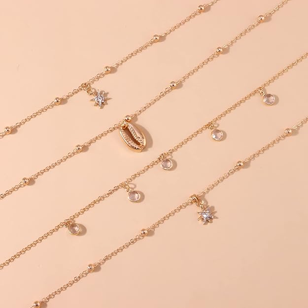 Pendant Chain for Women – Multi Chain & Dangle Chain in Gold & Silver Tone – Fashion Jewelry Gift Set for Girls & Women