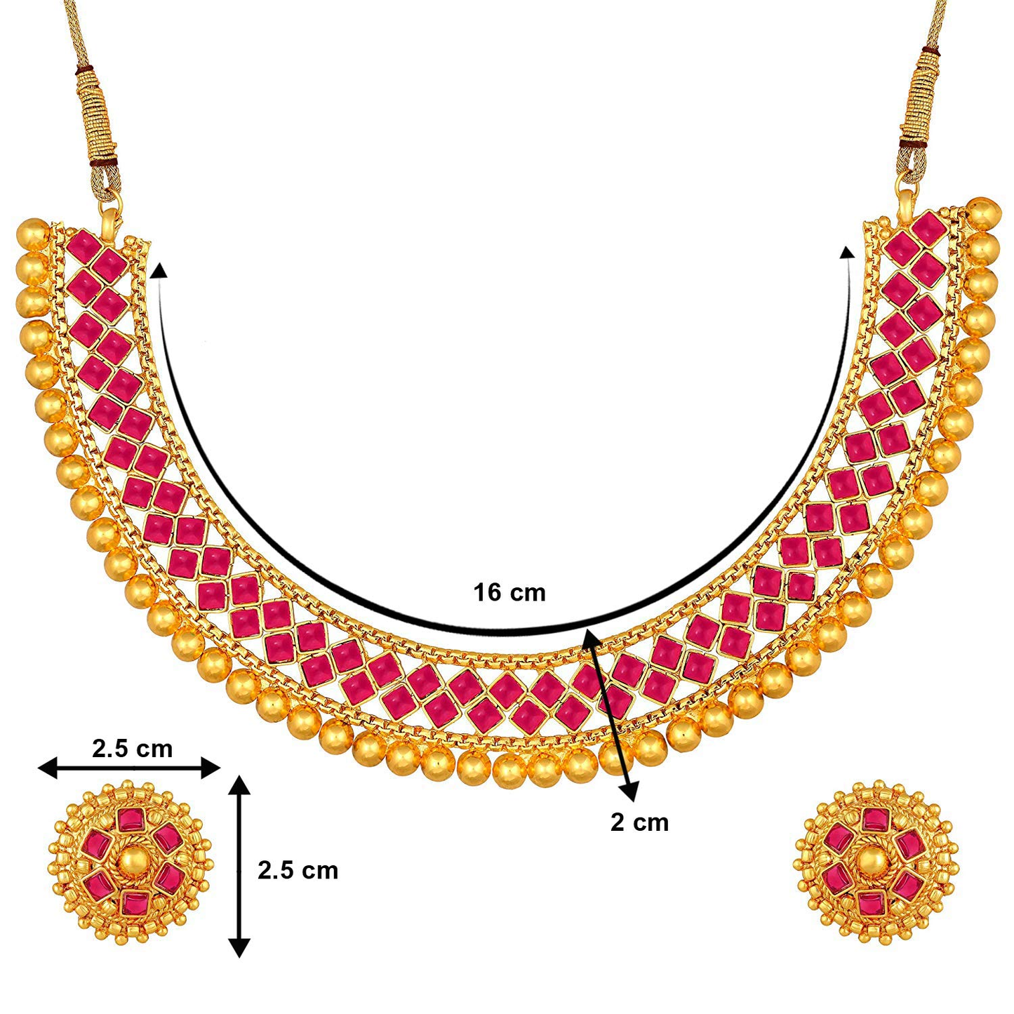 Latest Golden and Red Jewellery Set With Earrings Beautiful Necklace Set
