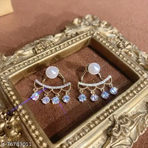 Golden with Stone Earrings Set for Women – Studs, Hoops & Dangle Earrings in Gold & Silver Tone – Fashion Jewelry Gift Set for Girls & Women