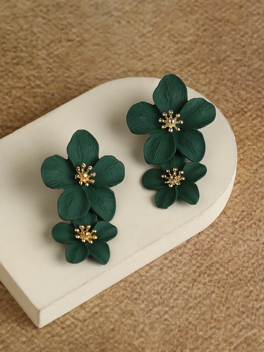 Green Earrings Set for Women – Studs, Hoops & Dangle Earrings in Gold & Silver Tone – Fashion Jewelry Gift Set for Girls & Women