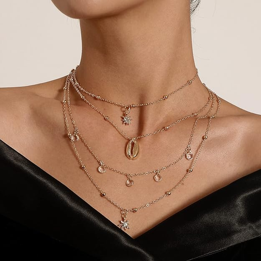 Pendant Chain for Women – Multi Chain & Dangle Chain in Gold & Silver Tone – Fashion Jewelry Gift Set for Girls & Women