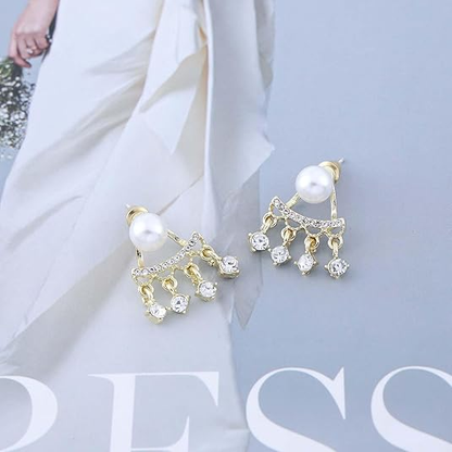 Golden with Stone Earrings Set for Women – Studs, Hoops & Dangle Earrings in Gold & Silver Tone – Fashion Jewelry Gift Set for Girls & Women