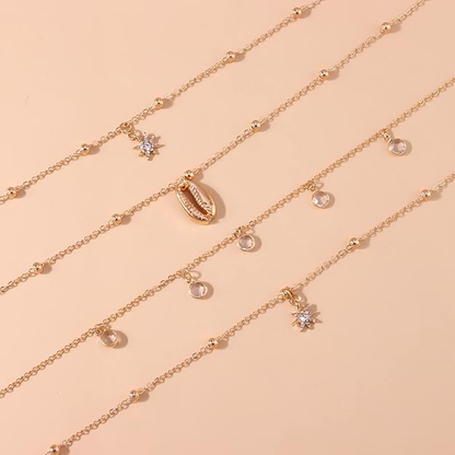 Pendant Chain for Women – Multi Chain & Dangle Chain in Gold & Silver Tone – Fashion Jewelry Gift Set for Girls & Women