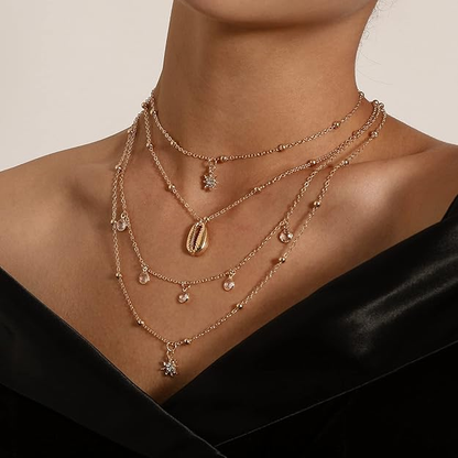 Pendant Chain for Women – Multi Chain & Dangle Chain in Gold & Silver Tone – Fashion Jewelry Gift Set for Girls & Women
