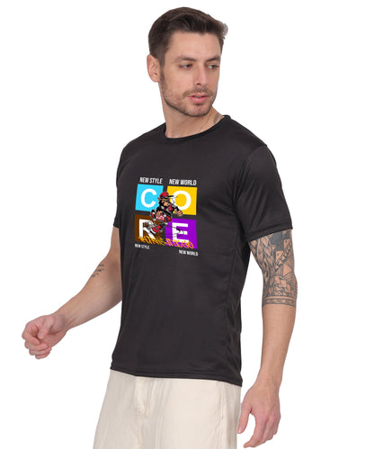 Generic New Style New World Monkey Graphic Cotton T-Shirt, Black, Regular Fit, Short Sleeve, Crew Neck