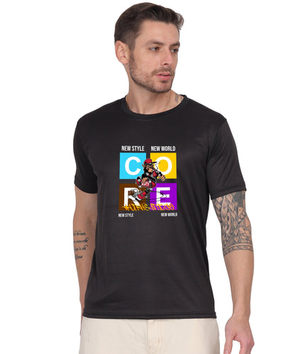 Generic New Style New World Monkey Graphic Cotton T-Shirt, Black, Regular Fit, Short Sleeve, Crew Neck