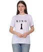 Chess King Graphic Print T-Shirt, Cotton, Round Neck, Short Sleeve, Regular Fit, Casual Wear