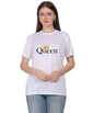 Queen Crown Print T-Shirt, Cotton, Round Neck, Short Sleeve, Regular Fit